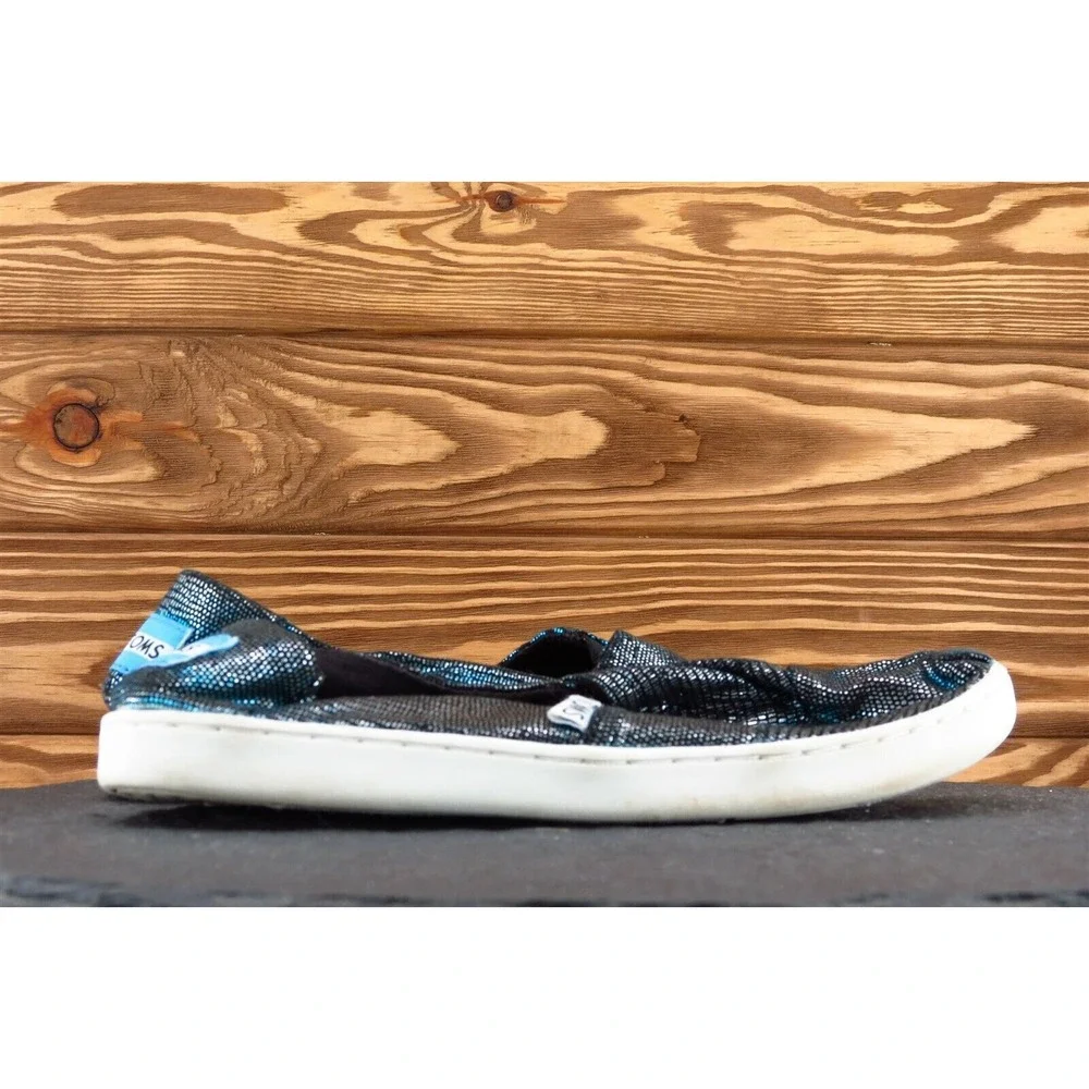 Toms Youth Girls Shoes Size 2.5 M Black Flat Fabric‎